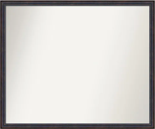 Vista 78 de Amanti Art Espejo de baño de bronce para sobre el fregadero, 25 x 26 pulgadas, espejo rectangular de bronce oscuro, marco de madera tradicional