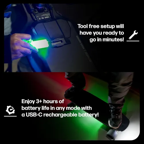 Vista 10 de ShredLights Underglow LED Light for Electric Skateboards, Longboards, Scooters Full RGB, 11 Light Modes, Adhesive Mount