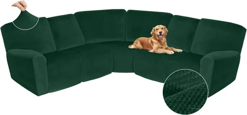 Vista 14 de Arfntevss Fundas de sofá seccional reclinable de terciopelo, Funda de sofá seccional de esquina para sofá reclinable, Funda elástica suave