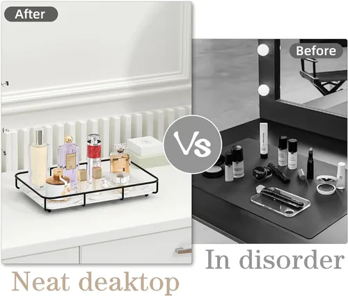 Vista 4 de Dobbyby Bandeja de Tocador Organizador de Maquillaje Almacenamiento de Cosméticos Organizador de Cuidado de la Piel para Baño Estante de Exhibición