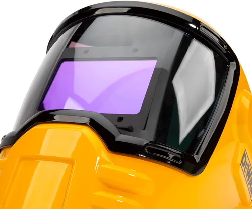 Vista 5 de Dewalt Casco de soldadura de oscurecimiento automático de visión amplia, tres modos de oscurecimiento, 4 sensores de arco rápido relámpago, lentes