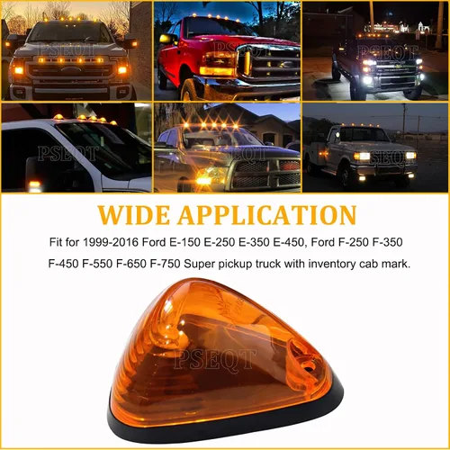 Vista 3 de PSEQT Luces Marcadoras de Techo de Cabina 10 LED Ámbar Luces de Gálibo Superiores Compatibles con Ford 1999-2016 F150 F250 F350 F450 F550 Super Duty