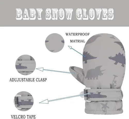 Vista 7 de Urban Virgin Guantes de invierno para bebés y niños pequeños, con forro polar, cálidos, impermeables, guantes de nieve para niños y niñas