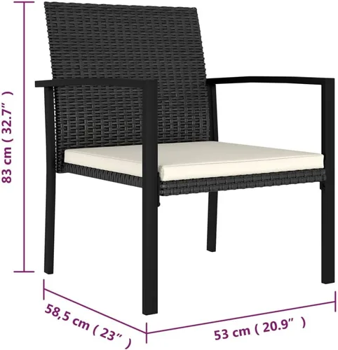 Vista 2 de vidaXL Sillas de comedor modernas, 2 piezas, silla de comedor de ratán para patio con cojín, silla de comedor de mimbre al aire libre para jardín