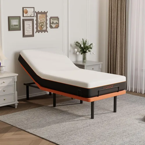 Vista 15 de ESHINE - Base de cama ajustable individual XL con colchón + colchón de espuma viscoelástica de gel de 8 pulgadas (firmeza media), control por