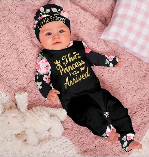 Vista 2 de Von kilizo Ropa de bebé recién nacido, mameluco de algodón para recién nacido, lindo traje de bebé niña