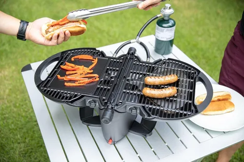 Vista 8 de nomadiQ Parrilla de gas portátil + plancha + manguera de RV