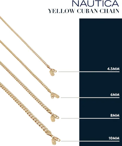 Vista 4 de Nautica Men's Chain Gold Tone Miami Cuban Flat Link Curb Chain Necklace for Women