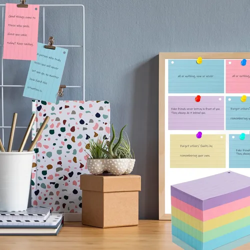 Vista 6 de Tarjetas de índice de 3 x 5, 300 tarjetas de índice rayadas con anillo, tarjetas flash de índice de colores forradas en ambos lados, tarjetas