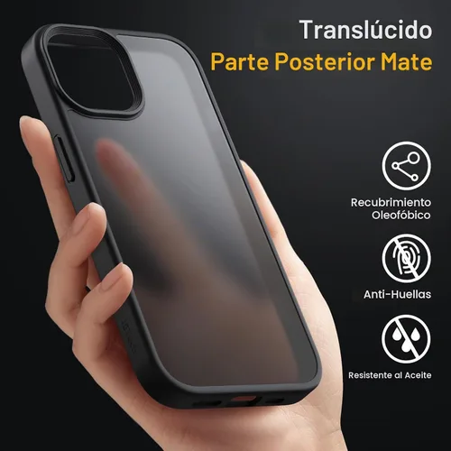 Vista 4 de JETech Funda mate para iPhone 13, color negro Protección de grado militar, parte trasera mate esmerilada, acabado antihuellas, diseño a prueba