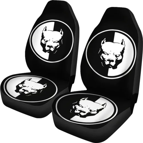 Vista 2 de Pit Bull Dog On Black - Fundas de asiento de coche con estampado de perro en negro, fundas de asiento de coche con estampado negro de perro Pit Bull