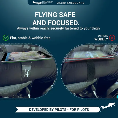 Vista 5 de Dream Pilot Kneeboard para iPad, iPad mini, iPhone, cualquier teléfono inteligente Android, cualquier tableta, solución universal – Diseño delgado