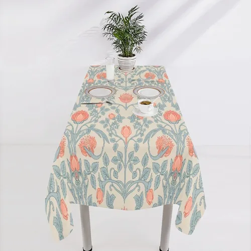 Vista 354 de Mantel Floral Retro de Pájaros, Diseño Original Bohemio William Morris Estampado Cubierta de Mesa para Hogar Picnic Fiesta Comedor Cocina William