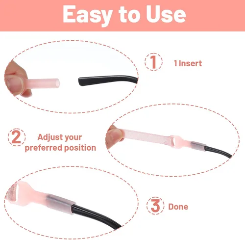 Vista 5 de 4 correas para gafas, correa ajustable de 7 a 10.6 pulgadas para gafas de sol para niñas, correas de soporte para lentes de sol sin cola (rosa)