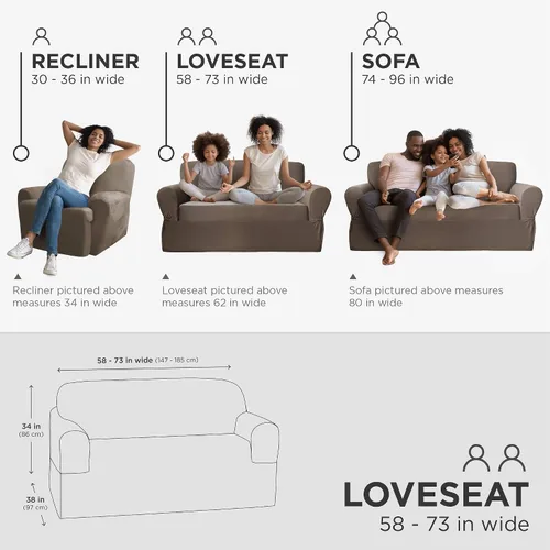 Vista 3 de Zenna Home, Funda para muebles color chocolate/marrón: Funda elástica de felpa de 1 pieza para sofá biplaza (EFCLSTCH)