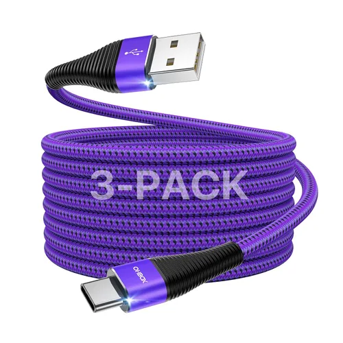 Vista 21 de Cable USB C a USB C de 3 pies, paquete de 3 unidades, 100 W, tipo C a C Negro
