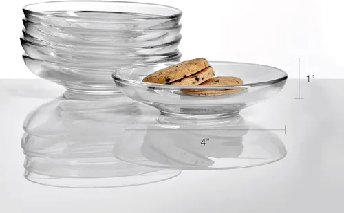 Vista 3 de Pasabahce Juego de 6 platillos de vidrio transparente de alta calidad, seguros en microondas, ideales para servir galletas, aperitivos, frutas, café