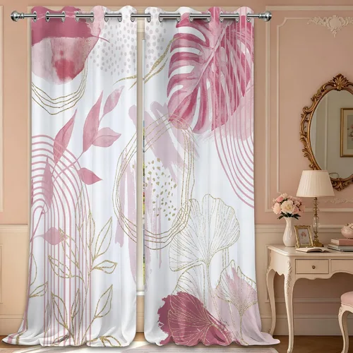 Vista 18 de Cortinas opacas negras y doradas, cortinas modernas de mediados de siglo para dormitorio, sala de estar, 63 pulgadas de largo, juego de 2 paneles