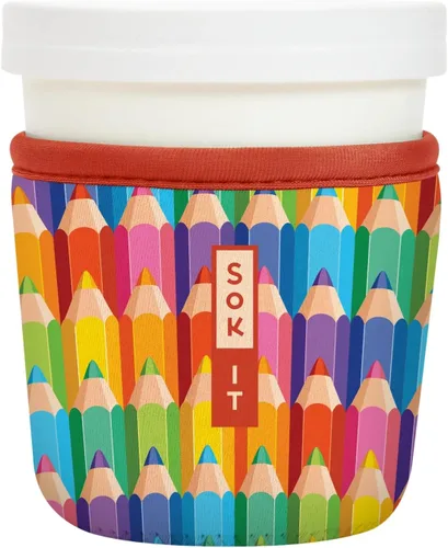 Vista 161 de Sok It IceCreamSok - Funda de neopreno aislada (flores abstractas, pintas de helado cónicas)
