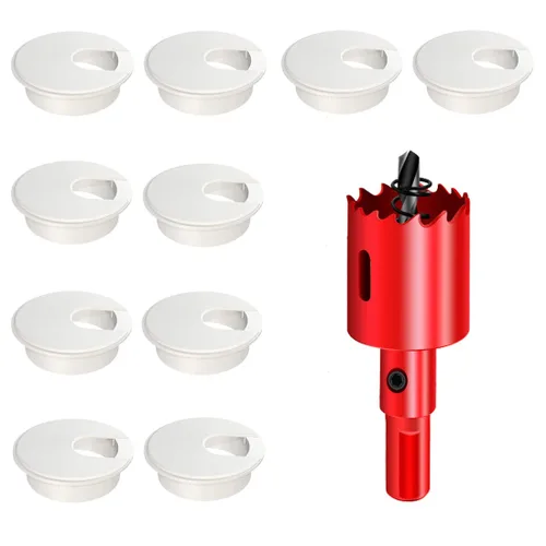 Vista 9 de TuTuYa 10 piezas de pasacables de escritorio, pasacables de escritorio de 1-3/8 pulgadas (35 mm) con sierra de agujero, ideal para cables de mesa