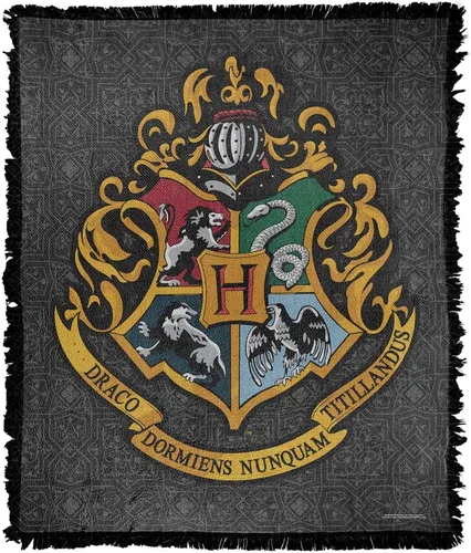 Vista 9 de Manta de Harry Potter, 50 x 60 pulgadas, tapiz tejido original de Gryffindor, mezcla de algodón, manta con flecos