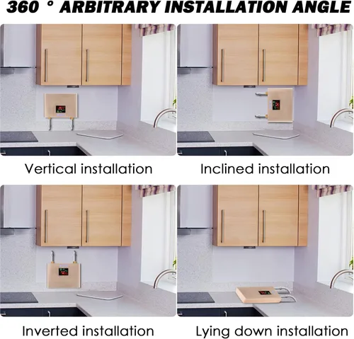 Vista 6 de Calentador de agua eléctrico sin tanque de 110 V 3000 W bajo fregadero bajo demanda calentador de agua caliente instantáneo para cocina baño lavado