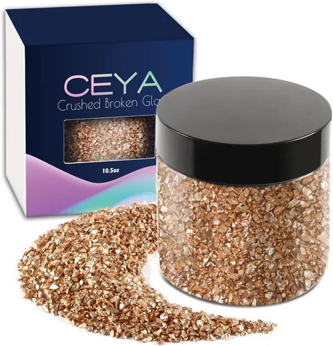 Vista 8 de Ceya - Conjunto de purpurina de vidrio irregular triturado en 32 colores, 640g/ 22.6 oz, chips de cristal metálico roto de 2-4mm, purpurina gruesa