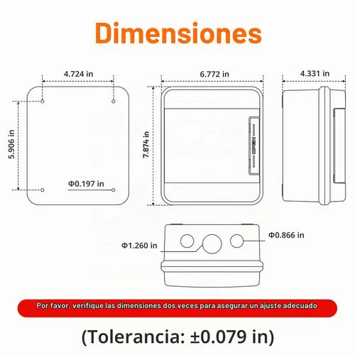 Vista 6 de QILIPSU Caja de Disyuntores de Carril DIN de 6 Vías UL94-V0 PC/ABS IP65 Carcasa de Distribución Impermeable con Barras Colectoras Más Largas