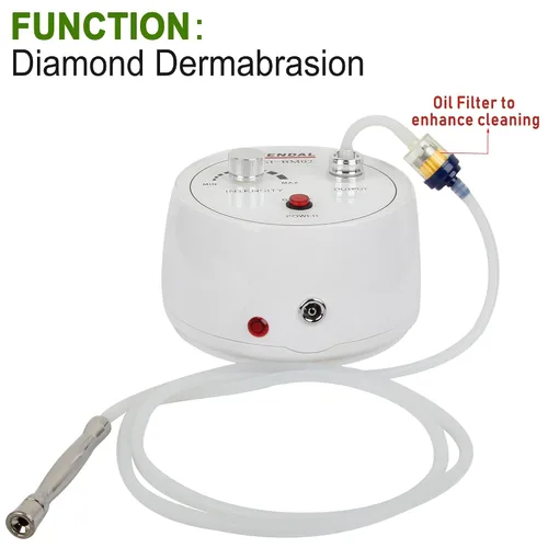 Vista 3 de Máquina de microdermoabrasión Kendal 3 en 1 de diamante, máquina de diamantes con vacío y aerosol incluye 360 filtros algodón y 2 filtros de aceite