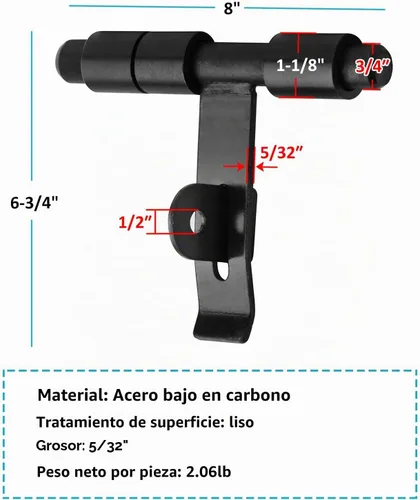 Vista 2 de Paquete de 2 pestillos de puerta de 8 pulgadas para puerta de metal Pestillo de barril soldable