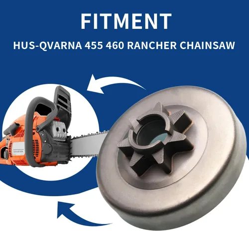 Vista 4 de Embrague de piñón 0 .375 7T para Husqvarna 455, 455 Rancher, 460, 460 Motosierra Rancher 537110503 y 537291604