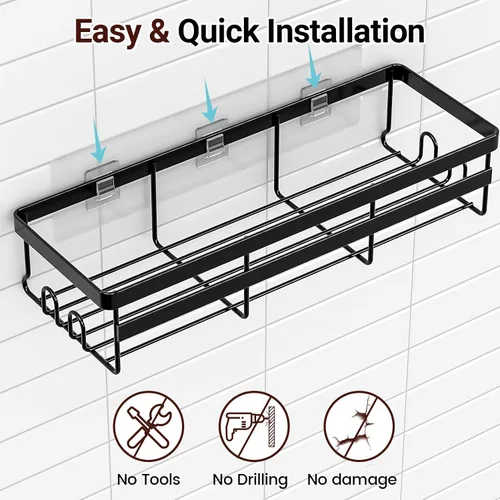Vista 7 de WOWBOX Paquete de 2 organizadores de ducha – Estante de ducha colgante adhesivo – Organizadores y almacenamiento de baño y cocina, estantes de ducha