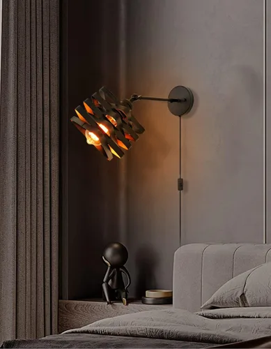 Vista 7 de Lámparas de pared industriales enchufables, accesorios de pared de metal con interruptor de encendido y apagado, lámpara de pared de granja