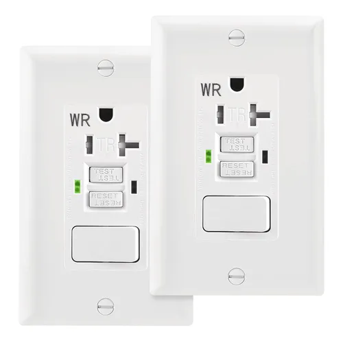 Vista 16 de Wengart Paquete de 2 interruptores de salida GFCI de 15 amperios, interruptor de circuito de falla a tierra de 125 V con interruptor basculante