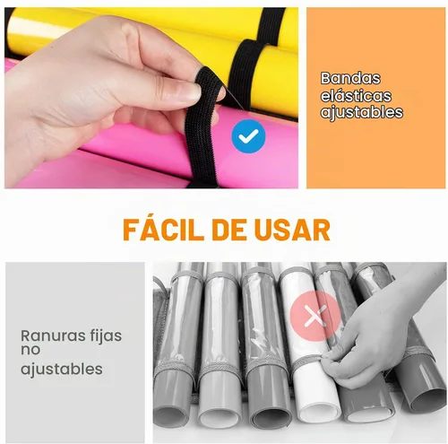 Vista 4 de HTVRONT Portarrollos de vinilo con 47 compartimentos, organizador gris