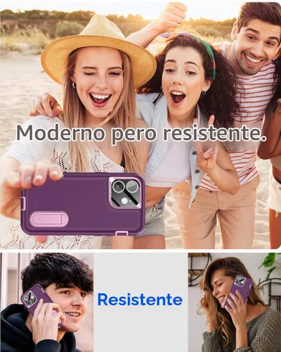 Vista 7 de AICase Funda para iPhone 11 con soporte integrado con protector de pantalla de vidrio + lente de cámara, resistente protección contra caídas, cuerpo