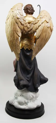 Vista 3 de Figura decorativa grande de 13 pulgadas de alto, arcángel curandero, Rafael con bastón