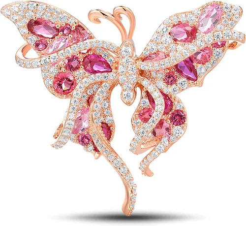 Vista 2 de Santuzza Anillo de mariposa de plata de ley para mujer
