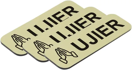Vista 17 de Ujier - Placa de identificación de 1 x 3, color negro, manos orantes (paquete de 3)