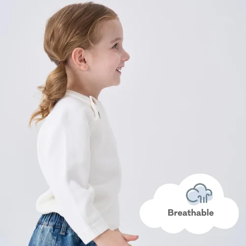 Vista 6 de Pureborn - Jersey de punto para bebés, niñas y niños, suéter de punto de algodón con cierre de botones beige-a