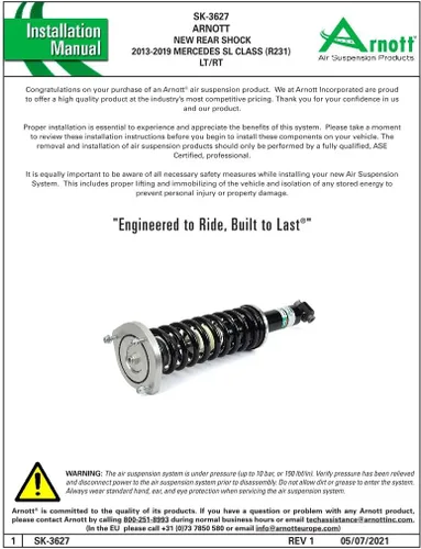 Vista 4 de Arnott - Puntal de coilover trasero- 13-19 Mercedes Clase SL (R231) - LT/RT (SK-3627)