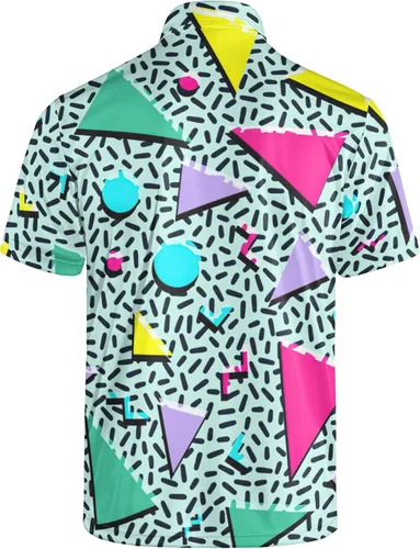 Vista 128 de Camisa de golf de los años 80 para hombre, ajuste seco, manga corta, estampada, divertidas, camisas de golf de los años 90 para hombre