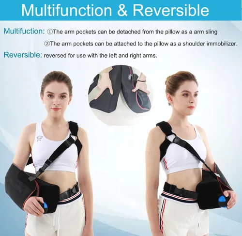 Vista 5 de Eslinga universal de abducción de hombro con almohada de abducción de 30° con correa de 3 puntos para ejercicio ajustable, inmovilizador