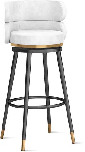 Vista 9 de Taburetes de bar giratorios de terciopelo modernos con respaldo medio y reposapiés, juego de 2 para isla de cocina, hogar, bar, comedor, sillas 3