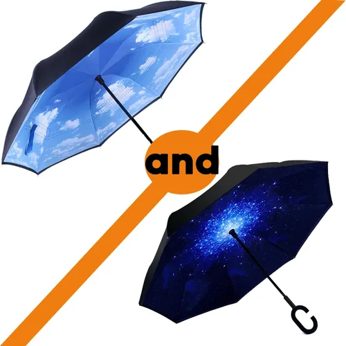 Vista 81 de SIEPASA Paraguas invertido invertido de 49/56 pulgadas, doble toldo extra grande, ventilado, resistente al viento, impermeable, paraguas de golf