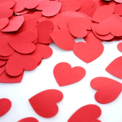 Vista 3 de Corazón rojo, boda, compromiso, aniversario, fiesta, mesa, confeti, despedida de soltera, día de San Valentín, despedida de soltera, lentejuelas