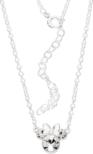 Vista 4 de Disney - Collar con colgante de piedra natal de cristal de Minnie Mouse, chapado en plata