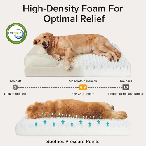 Vista 2 de L Plus - Cama ortopédica para perros grandes, sofá lavable para perros con espuma para huevos, forro impermeable y parte inferior antideslizante