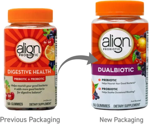 Vista 6 de Align Gomitas probióticas y probióticas para salud digestiva con sabor a frutas, 50
