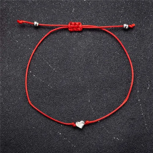 Vista 4 de Pulsera de cuerda hecho a mano para mujeres, hombres, niñas o niños, diseño simple y ajustable, negro o rojo, joyería minimalista con dije